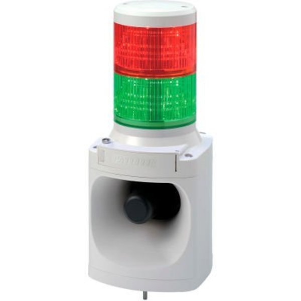 Patlite Usa Corporation Patlite Smart Alert Plus LED Light And Horn, Red/Green Light, Off White, DC24V LKEH-202FEUL-RG